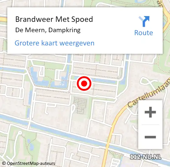 Locatie op kaart van de 112 melding: Brandweer Met Spoed Naar De Meern, Dampkring op 14 september 2016 21:30