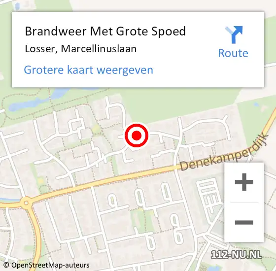 Locatie op kaart van de 112 melding: Brandweer Met Grote Spoed Naar Losser, Marcellinuslaan op 14 september 2016 21:53