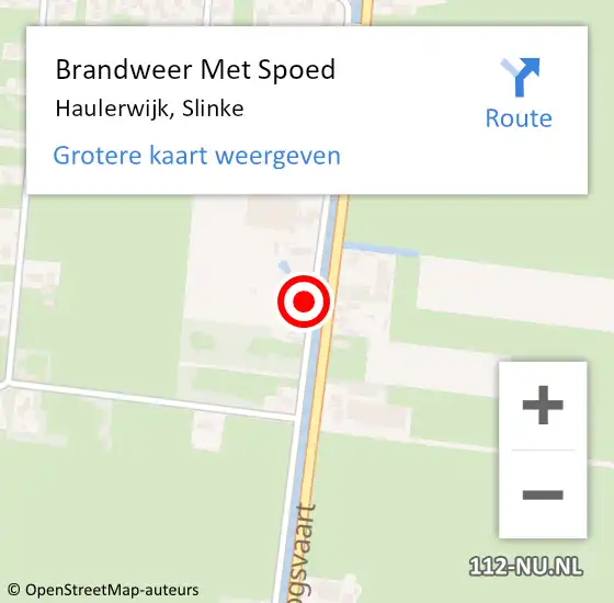 Locatie op kaart van de 112 melding: Brandweer Met Spoed Naar Haulerwijk, Slinke op 14 september 2016 22:21