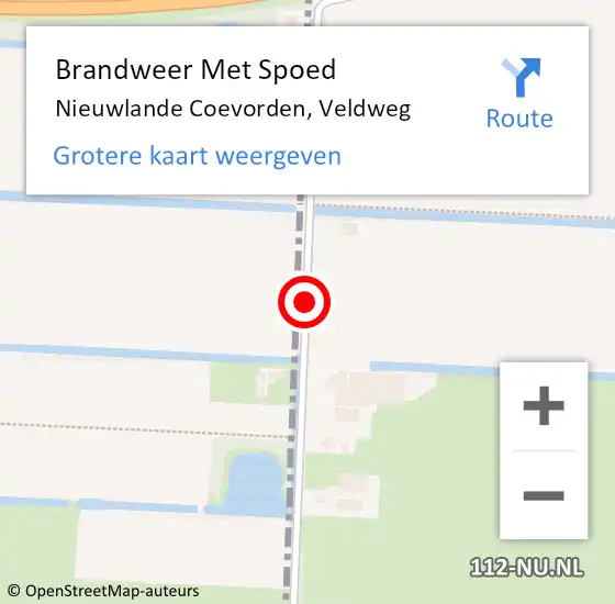 Locatie op kaart van de 112 melding: Brandweer Met Spoed Naar Nieuwlande Coevorden, Veldweg op 14 september 2016 22:39