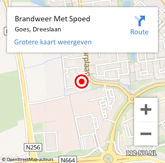 Locatie op kaart van de 112 melding: Brandweer Met Spoed Naar Goes, Dreeslaan op 14 september 2016 23:35