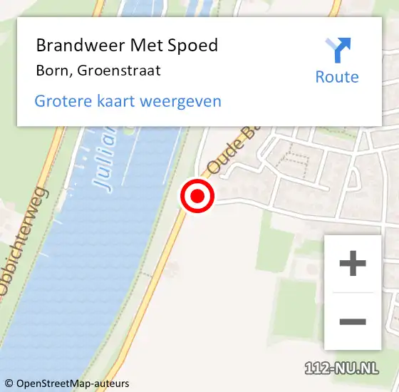 Locatie op kaart van de 112 melding: Brandweer Met Spoed Naar Born, Groenstraat op 14 september 2016 23:45