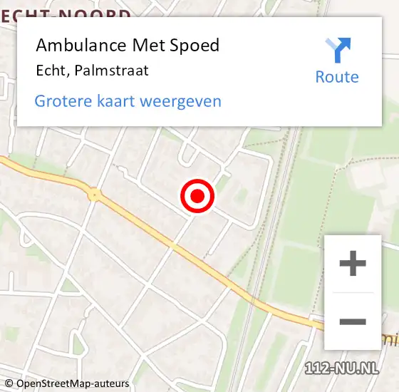 Locatie op kaart van de 112 melding: Ambulance Met Spoed Naar Echt, Palmstraat op 15 september 2016 00:15