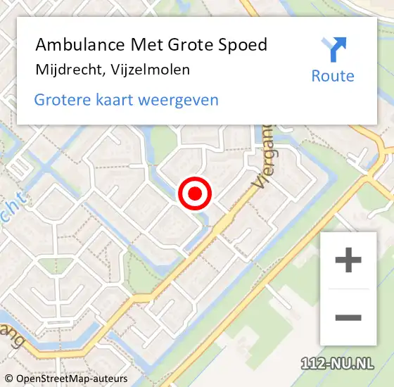 Locatie op kaart van de 112 melding: Ambulance Met Grote Spoed Naar Mijdrecht, Vijzelmolen op 15 september 2016 00:20