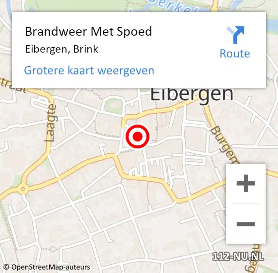 Locatie op kaart van de 112 melding: Brandweer Met Spoed Naar Eibergen, Brink op 15 september 2016 05:45