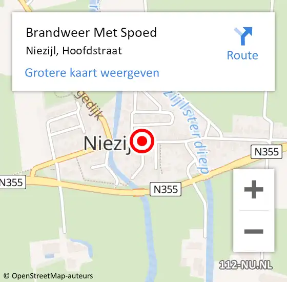 Locatie op kaart van de 112 melding: Brandweer Met Spoed Naar Niezijl, Hoofdstraat op 15 september 2016 07:38