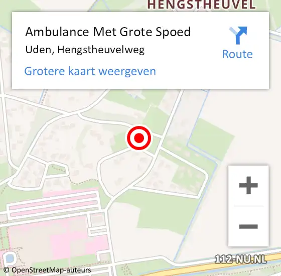 Locatie op kaart van de 112 melding: Ambulance Met Grote Spoed Naar Uden, Hengstheuvelweg op 15 september 2016 08:35