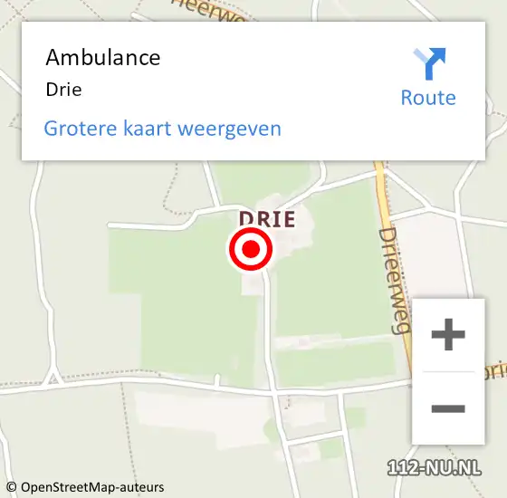 Locatie op kaart van de 112 melding: Ambulance Drie op 15 september 2016 09:01