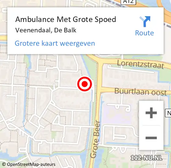 Locatie op kaart van de 112 melding: Ambulance Met Grote Spoed Naar Veenendaal, De Balk op 15 september 2016 09:24