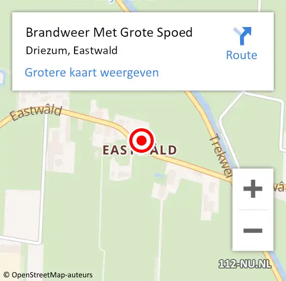 Locatie op kaart van de 112 melding: Brandweer Met Grote Spoed Naar Driezum, Eastwald op 15 september 2016 10:04