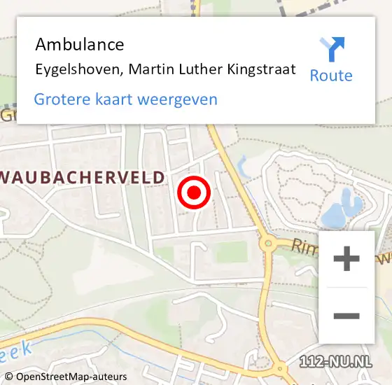 Locatie op kaart van de 112 melding: Ambulance Eygelshoven, Martin Luther Kingstraat op 27 december 2013 12:14