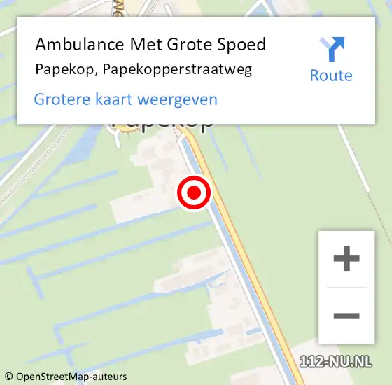 Locatie op kaart van de 112 melding: Ambulance Met Grote Spoed Naar Papekop, Papekopperstraatweg op 15 september 2016 10:11