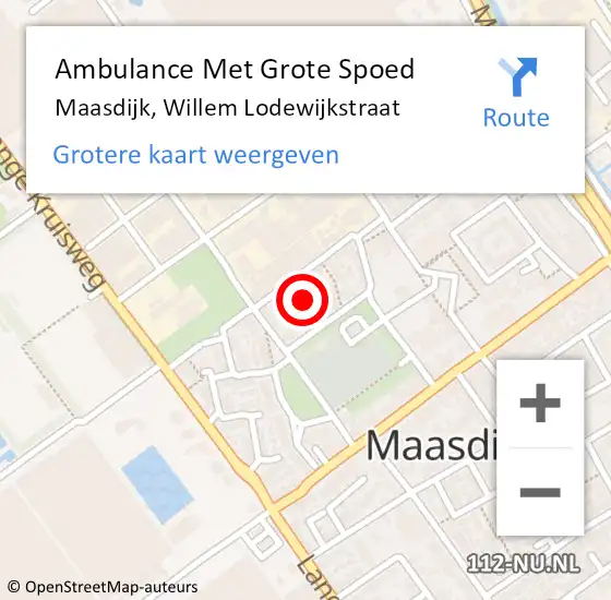 Locatie op kaart van de 112 melding: Ambulance Met Grote Spoed Naar Maasdijk, Willem Lodewijkstraat op 15 september 2016 11:08
