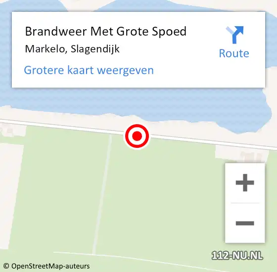 Locatie op kaart van de 112 melding: Brandweer Met Grote Spoed Naar Markelo, Slagendijk op 15 september 2016 11:32