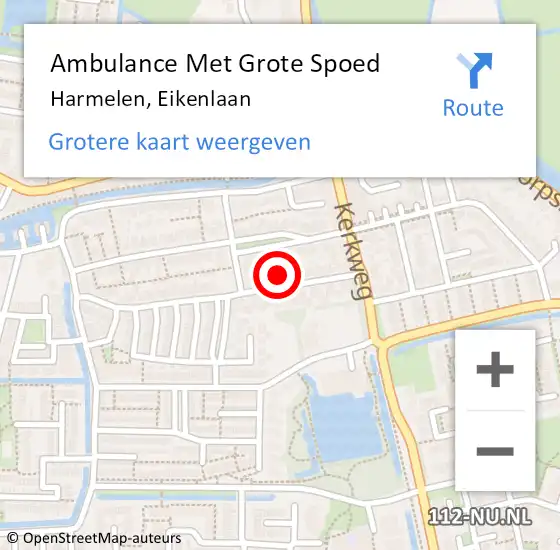 Locatie op kaart van de 112 melding: Ambulance Met Grote Spoed Naar Harmelen, Eikenlaan op 15 september 2016 11:59
