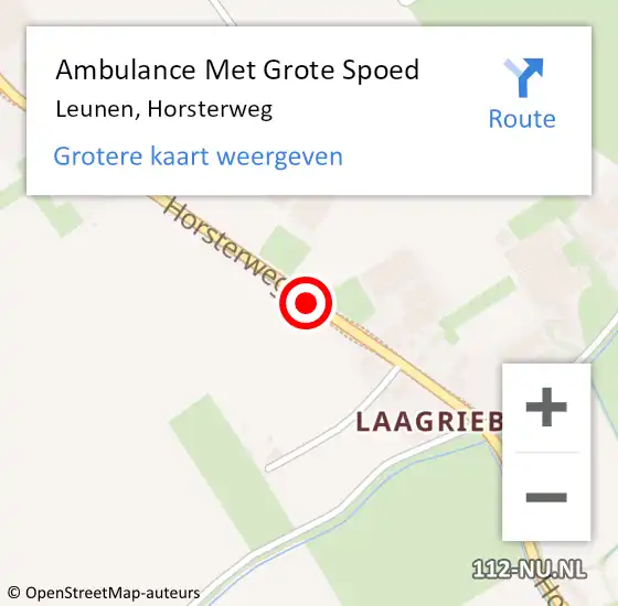 Locatie op kaart van de 112 melding: Ambulance Met Grote Spoed Naar Leunen, Horsterweg op 15 september 2016 12:03