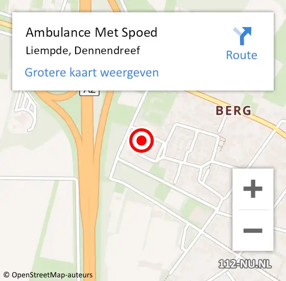 Locatie op kaart van de 112 melding: Ambulance Met Spoed Naar Liempde, Dennendreef op 15 september 2016 12:28