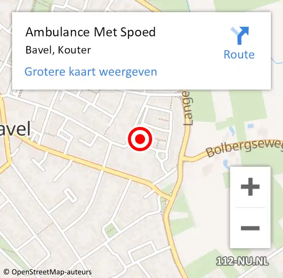 Locatie op kaart van de 112 melding: Ambulance Met Spoed Naar Bavel, Kouter op 15 september 2016 12:29