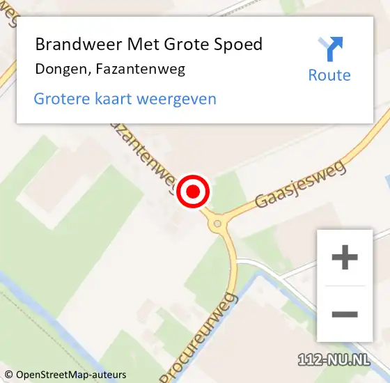 Locatie op kaart van de 112 melding: Brandweer Met Grote Spoed Naar Dongen, Fazantenweg op 15 september 2016 12:41