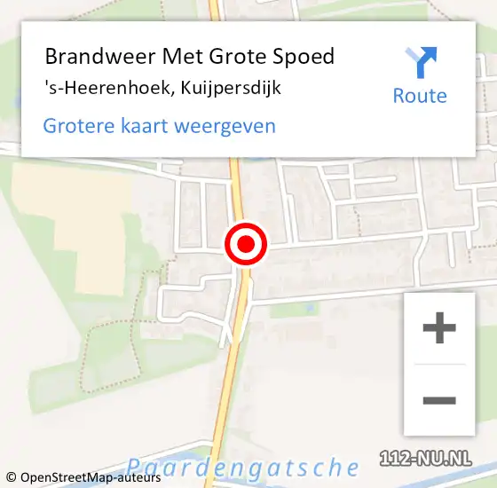 Locatie op kaart van de 112 melding: Brandweer Met Grote Spoed Naar 's-Heerenhoek, Kuijpersdijk op 15 september 2016 12:55