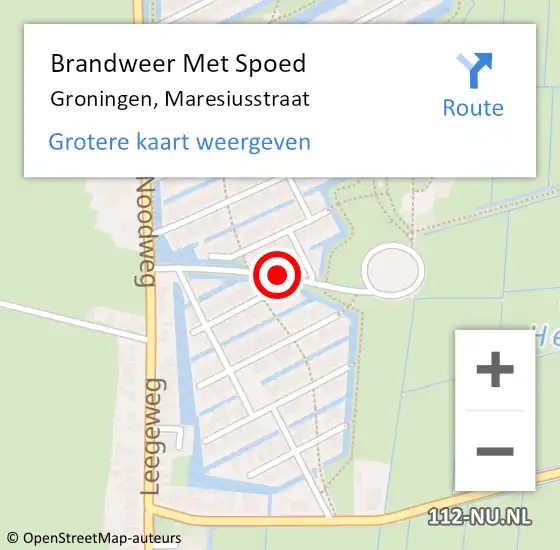 Locatie op kaart van de 112 melding: Brandweer Met Spoed Naar Groningen, Maresiusstraat op 15 september 2016 12:59