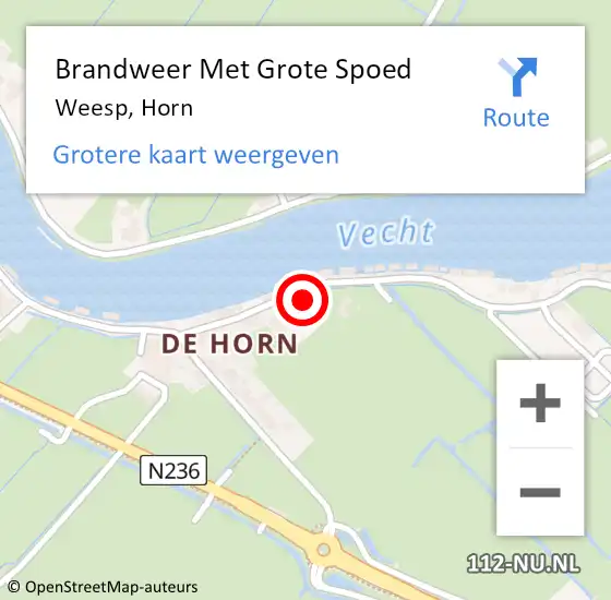 Locatie op kaart van de 112 melding: Brandweer Met Grote Spoed Naar Weesp, Horn op 15 september 2016 13:13