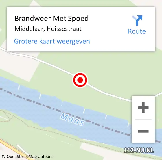 Locatie op kaart van de 112 melding: Brandweer Met Spoed Naar Middelaar, Huissestraat op 27 december 2013 12:34