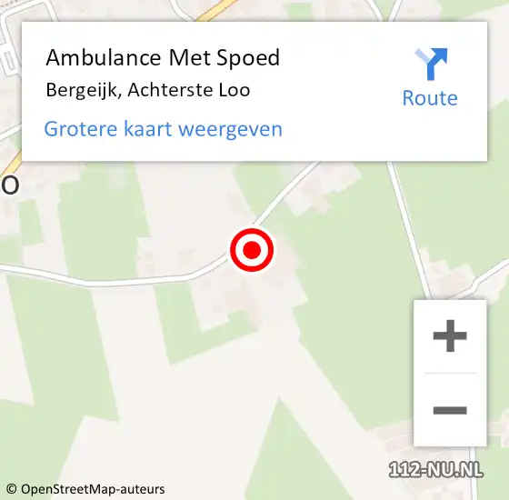 Locatie op kaart van de 112 melding: Ambulance Met Spoed Naar Bergeijk, Achterste Loo op 15 september 2016 13:48