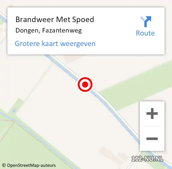 Locatie op kaart van de 112 melding: Brandweer Met Spoed Naar Dongen, Fazantenweg op 15 september 2016 13:52