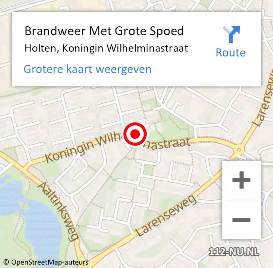 Locatie op kaart van de 112 melding: Brandweer Met Grote Spoed Naar Holten, Koningin Wilhelminastraat op 15 september 2016 13:54