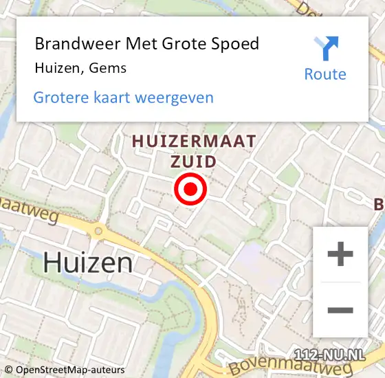 Locatie op kaart van de 112 melding: Brandweer Met Grote Spoed Naar Huizen, Gems op 15 september 2016 14:20