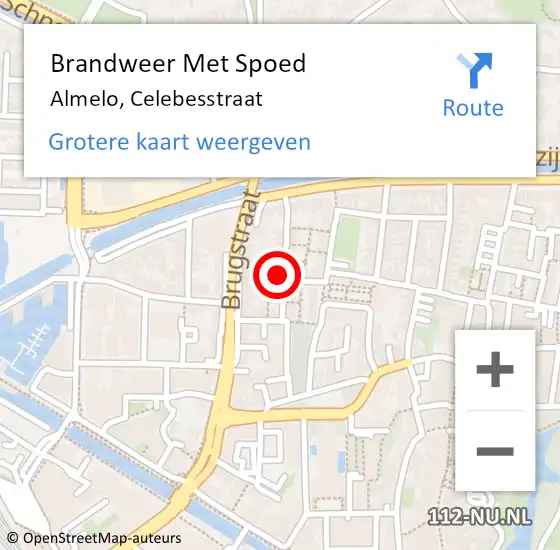 Locatie op kaart van de 112 melding: Brandweer Met Spoed Naar Almelo, Celebesstraat op 15 september 2016 14:21