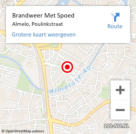 Locatie op kaart van de 112 melding: Brandweer Met Spoed Naar Almelo, Poulinkstraat op 15 september 2016 14:33