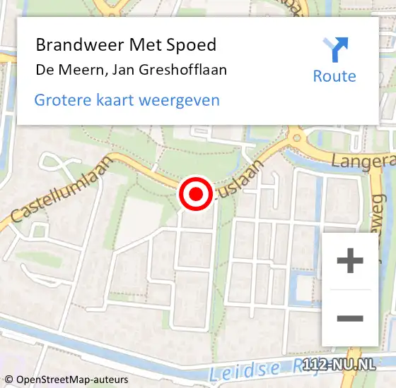 Locatie op kaart van de 112 melding: Brandweer Met Spoed Naar De Meern, Jan Greshofflaan op 15 september 2016 16:16