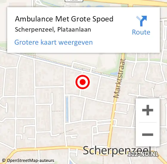 Locatie op kaart van de 112 melding: Ambulance Met Grote Spoed Naar Scherpenzeel, Plataanlaan op 15 september 2016 16:30