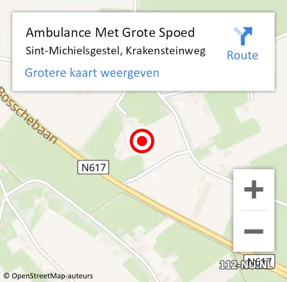 Locatie op kaart van de 112 melding: Ambulance Met Grote Spoed Naar Sint-Michielsgestel, Krakensteinweg op 15 september 2016 16:35