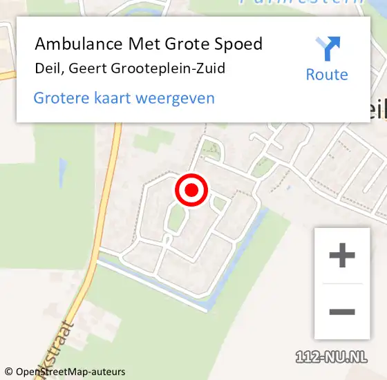 Locatie op kaart van de 112 melding: Ambulance Met Grote Spoed Naar Deil, Gerestein op 15 september 2016 16:38