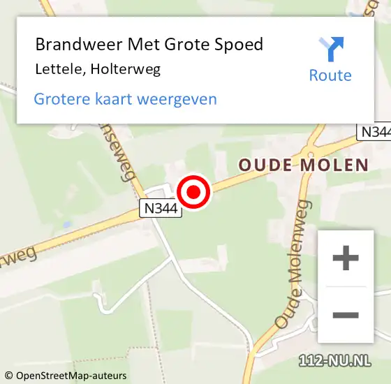 Locatie op kaart van de 112 melding: Brandweer Met Grote Spoed Naar Lettele, Holterweg op 15 september 2016 17:01