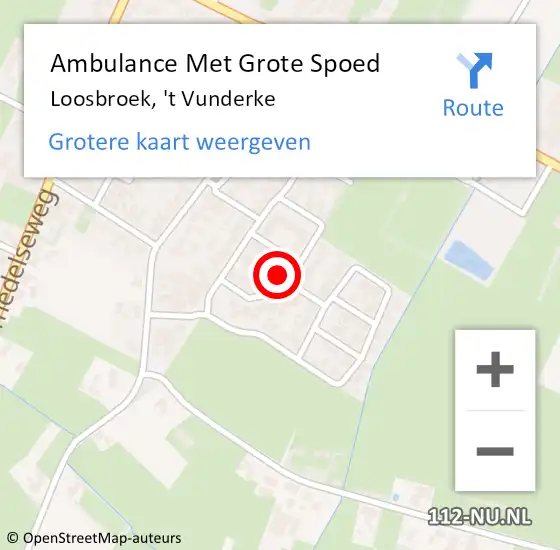 Locatie op kaart van de 112 melding: Ambulance Met Grote Spoed Naar Loosbroek, 't Vunderke op 15 september 2016 17:02