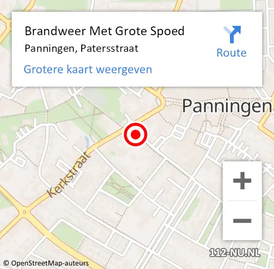 Locatie op kaart van de 112 melding: Brandweer Met Grote Spoed Naar Panningen, Patersstraat op 15 september 2016 17:03