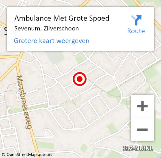 Locatie op kaart van de 112 melding: Ambulance Met Grote Spoed Naar Sevenum, Zilverschoon op 15 september 2016 18:04