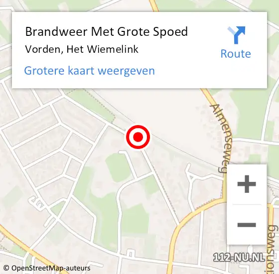 Locatie op kaart van de 112 melding: Brandweer Met Grote Spoed Naar Vorden, Het Wiemelink op 27 december 2013 13:02