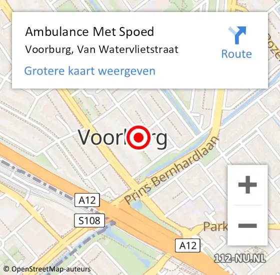 Locatie op kaart van de 112 melding: Ambulance Met Spoed Naar Voorburg, Van Watervlietstraat op 15 september 2016 19:00