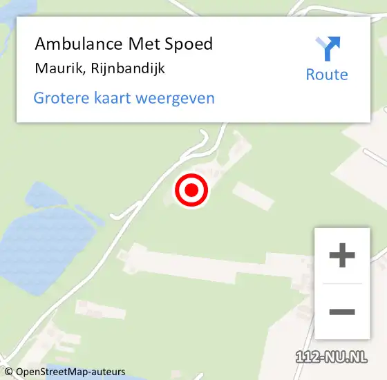 Locatie op kaart van de 112 melding: Ambulance Met Spoed Naar Maurik, Rijnbandijk op 15 september 2016 20:02