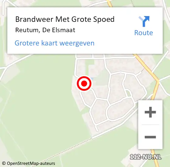 Locatie op kaart van de 112 melding: Brandweer Met Grote Spoed Naar Reutum, De Elsmaat op 15 september 2016 20:10