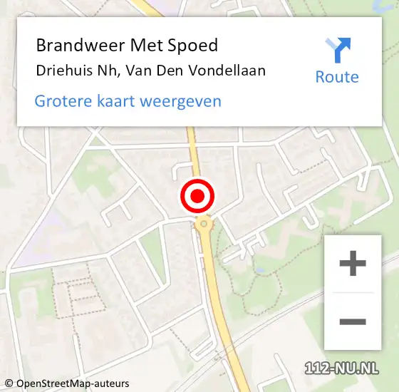 Locatie op kaart van de 112 melding: Brandweer Met Spoed Naar Driehuis Nh, Van Den Vondellaan op 15 september 2016 20:39