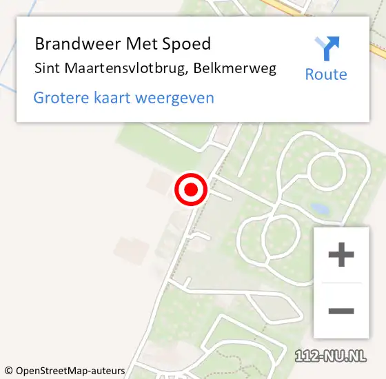 Locatie op kaart van de 112 melding: Brandweer Met Spoed Naar Sint Maartensvlotbrug, Belkmerweg op 15 september 2016 21:33