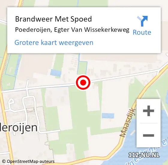 Locatie op kaart van de 112 melding: Brandweer Met Spoed Naar Poederoijen, Egter van Wissekerkeweg op 15 september 2016 21:45