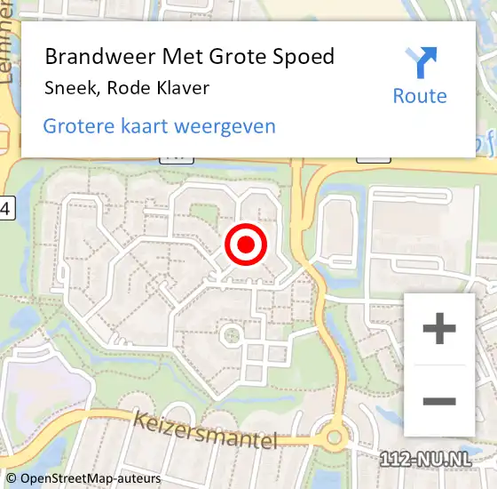 Locatie op kaart van de 112 melding: Brandweer Met Grote Spoed Naar Sneek, Rode Klaver op 15 september 2016 22:17