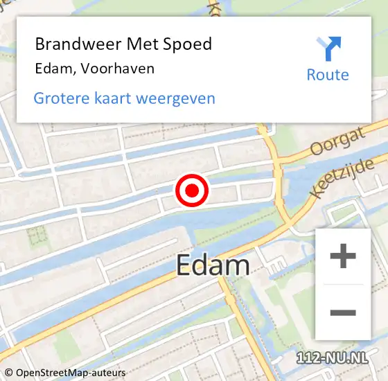 Locatie op kaart van de 112 melding: Brandweer Met Spoed Naar Edam, Voorhaven op 15 september 2016 22:19